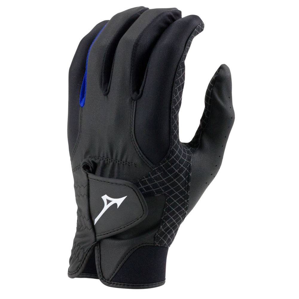 Womens Mizuno RainFit - Pair Golf Gloves Black/Royal Philippines (GPIFBL851)